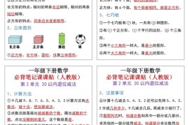 25新一下数学必背笔记课课贴(1版）