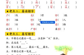 2025新版一年级语文下册第二单元考点总结13个必背