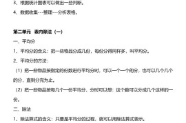 人教版二下数学重要概念和公式汇总