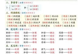 四下语文期末1-8单元十大考点必背