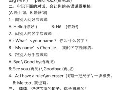 三年级上册英语重点必背知识点汇总