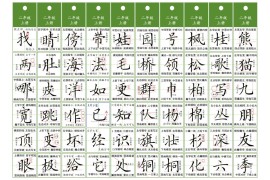 二年级上语文同步精讲字卡（共10页）