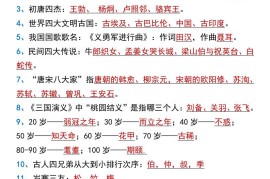 小学阶段必背知识课外常识暑假拓展-小升初语文