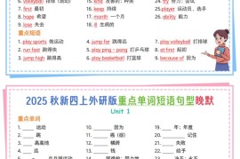 新四上外研英语重点单词短语句型晨读晚默13页
